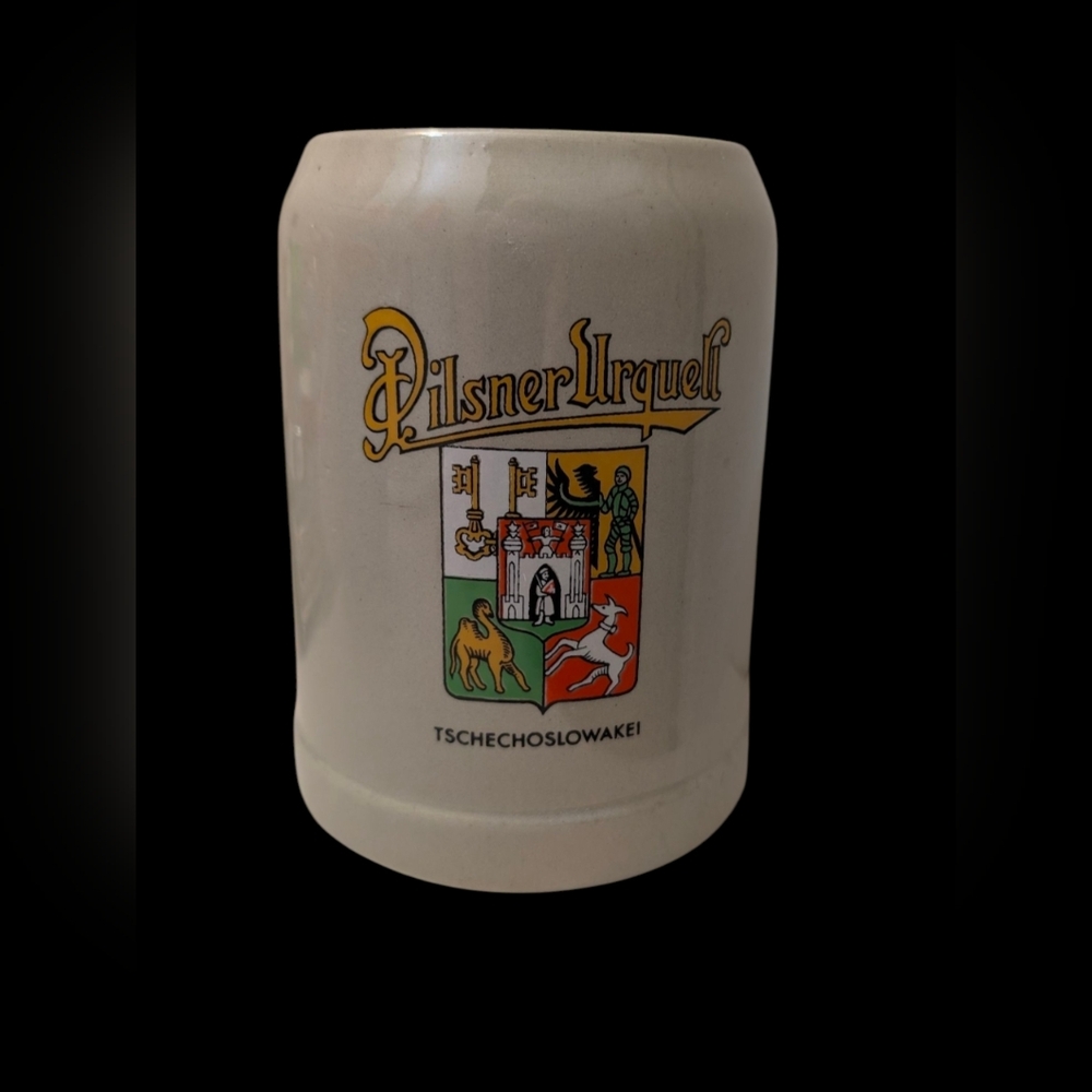 Vintage Pilsner Urquell Stoneware Beer Stein Mug, Czechoslovakia (0.5L)